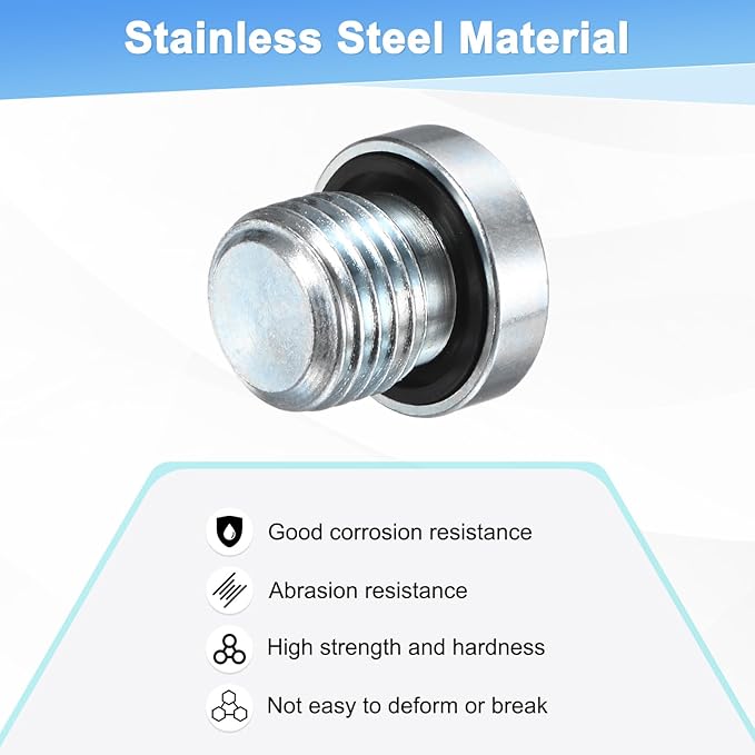 4-Pack M14x1.5mm Inner Hex Head Pipe Fitting Plug, Carbon Steel Sensor Socket Plug with Seal O-Ring for Terminate Pipe Ends/High Pressure Washer, Sealing Screw