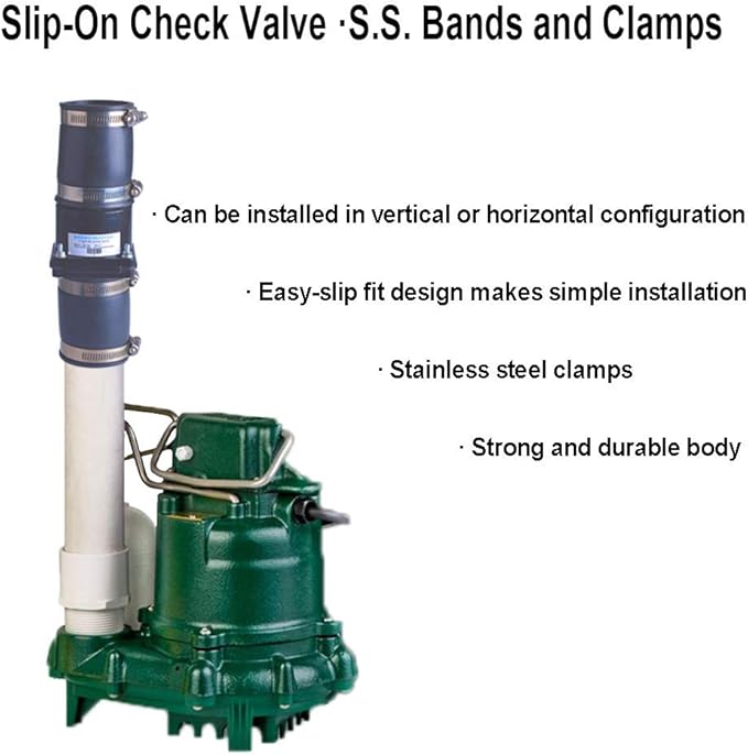 Hydro Master Plastic Sump Pump Check Valve with Stainless Steel Clamps 2 inch