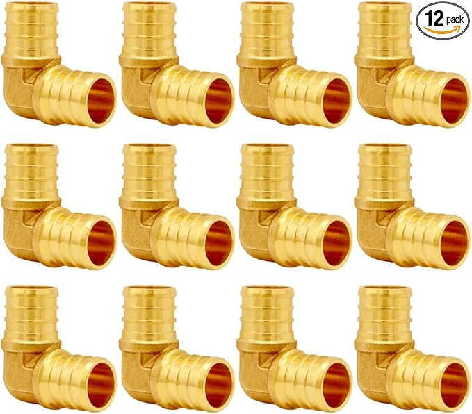 12PCS LF Brass 1/2 Inch PEX 90 Degree Elbow Coupling Barb Crimp Pipe Tube Fitting