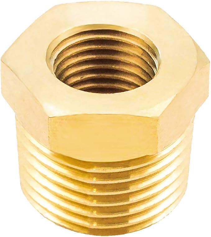 Joywayus Reducer Hex Bushing Brass Reducing Cast Pipe Fitting 3/8" NPT Male x 1/4" NPT Female Adapter(Pack of 10)