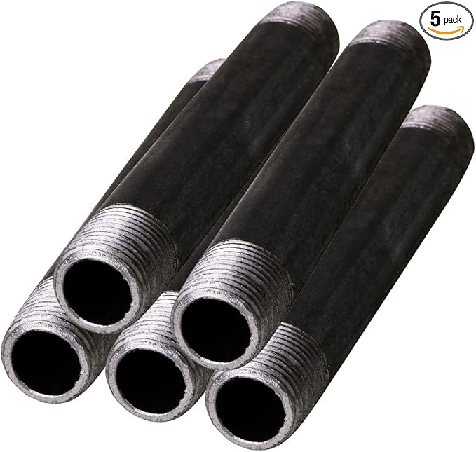 Everflow Supplies NPBL1460-5 close nipple pipe, 1/4" x 6", Black