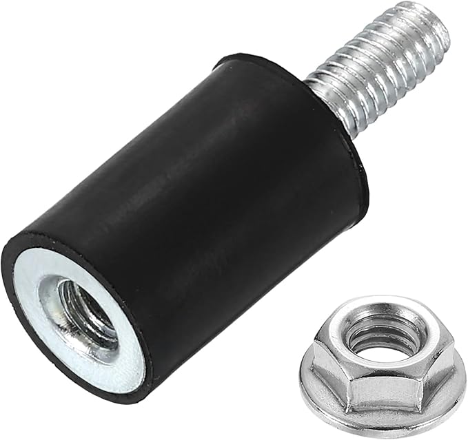 uxcell M4 Rubber Mounts, 1Pcs 10x15mm(DxH) Rubber Cylindrical Anti Vibration Isolator Shock Absorber with Lock Nut for Car Bobbin Generator Air Compressors