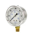 PIC Gauges PRO-201L-254D 0-60 PSI Pressure Gauge, 2 1/2" Dial, 1/4" Male NPT Connection, Bottom Mount, Dual Scale, Glycerin Filled, Stainless Steel Case/Bezel, Brass Internals & Plastic Lens