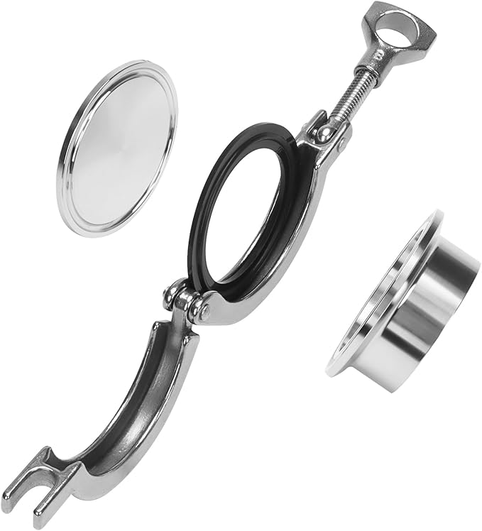 DERNORD 2" Sanitary Pipe Fittings Set, Stainless Steel End Cap + Weld Ferrule + Tri Clamp + FKM Gasket