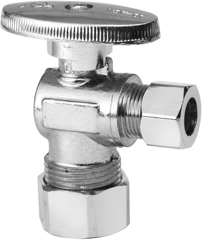 (Pack of 4) EFIELD Angle Stop Valve 1/2" Nominal (5/8" OD) Compression x 3/8" OD, 1/4-Turn,(VALVE116-4PCS)