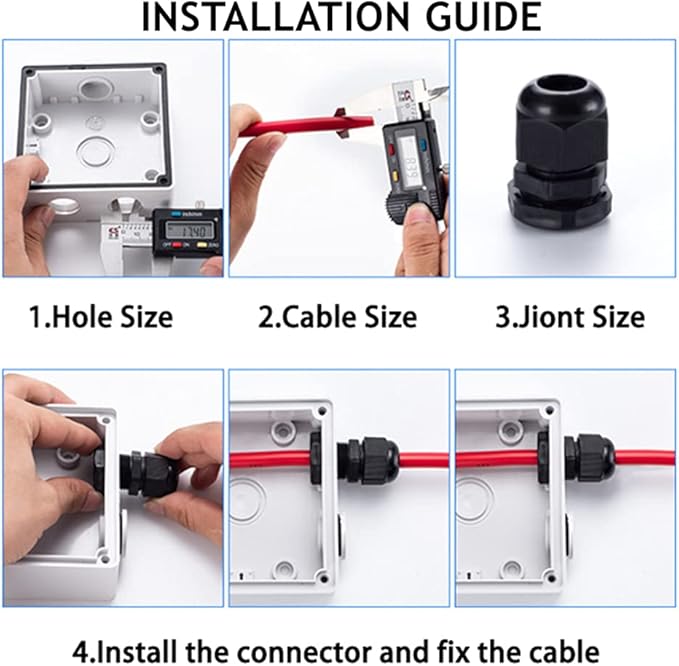 PENGLIN Cable Glands 3/8" NPT Nylon Cable Connector, Strain Relief Cord Connector, IP68 Waterproof Adjustable Locknut(3/8 Inch (20 Pack))