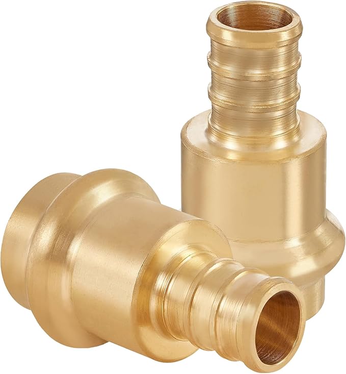 100-Pack HeSun Copper Press Fitting Adapter,1/2" PRESS X 1/2" PEX F1807 Crimp Coupling, LF Brass(PEX1807344-100)