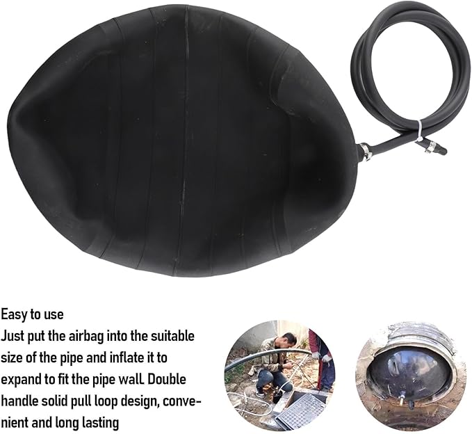 Inflatable Pipe Plug Drain Bladder Water Test Airbag Plumbing Test Balloon for Sewage Pipeline Maintenance (200mm)