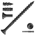 #9 x 2-1/2" Deck Screws (81Pcs) 1lb. Carbon Steel, Black, Flat Head, Rust Resistant epoxy Coated, with T25 Star Bit