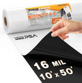 Crawl Space Vapor Barrier, 16 Mil Vapor Barriers, 10' x 50', Drop Cloth Vapor Barrier Covering for Crawl Space Encapsulation, Heavy Duty Polyethylene Plastic Sheeting, Black and White Panda Film
