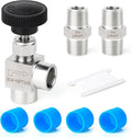 TAISHER 1PCS 304 Stainless Steel 90 Degree Needle Valve 3/8" Female NPT For Flow Control Water Gas Oil With Nipple