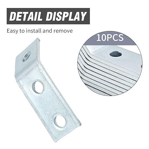 Anxingo 10 Pcs 3/16" (4.7 Mm) Thickness Channel Angle Bracket, 1-5/8" 3-Hole Corner Mounting Channel Angle Bracket, 45-Degree Acute Corner Brace, Carbon Steel Framing Connector