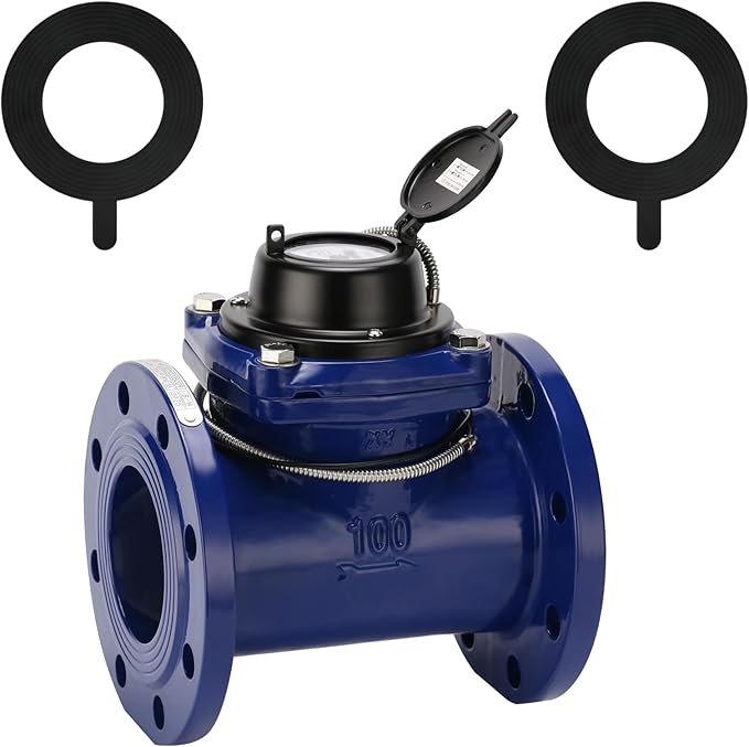 Watflow 4" WoltmannHelix Water Meter,Detachable Water Meter,Pulse Output, Epoxy-Coated Cast Iron,Resistant Seals（Cubic,Non-Potable Use）