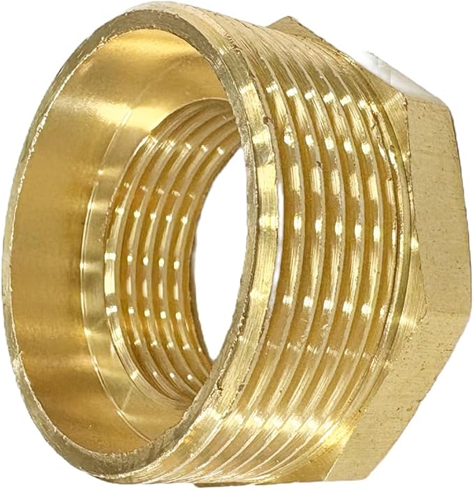 1-1/2" NPT Male x 1" NPT Female Brass Reducer Hex Bushing Threaded Pipe Fitting Reducing Adapter Pack of 1