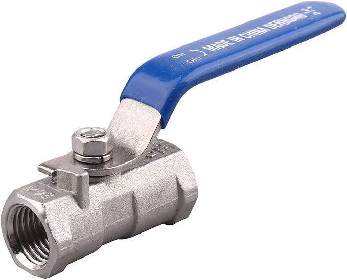 DERNORD Stainless Steel Ball Valve 1PC Type 0.25" NPT Standard Port for Water, Oil, and Gas (1/4 Inch Ball Valve)