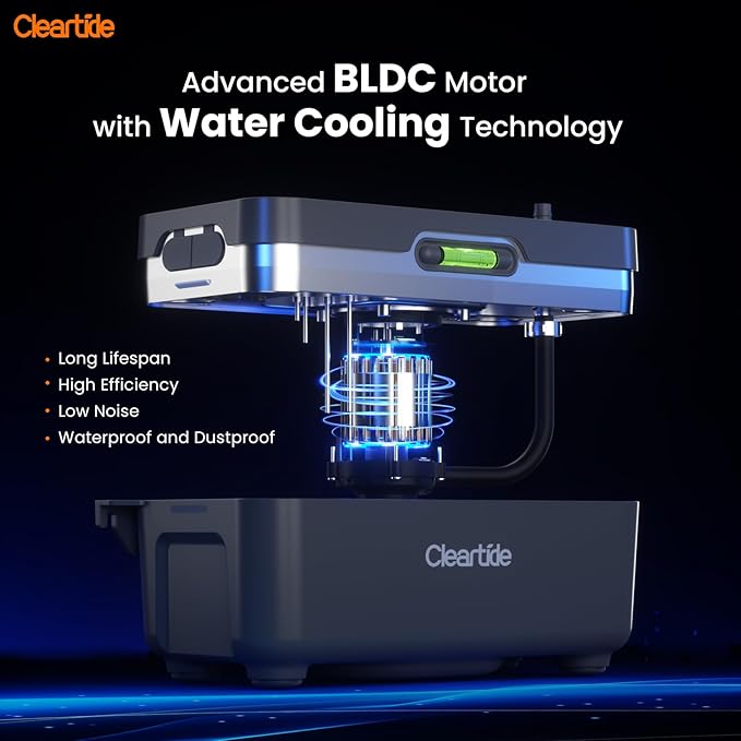 Cleartide Condensate HVAC Pump, Ultra-Quiet 25dB, 1/30 HP 135 GPH, Automatic Condensate Removal Pump with Safety Switch for Air Conditioner/Furnace/Dehumidifier/Ice Machine, 100-240V, 27ft Head Height