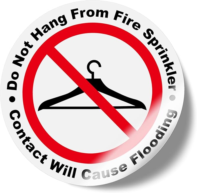 100 PCS Do Not Hang from Fire Sprinkler Sign,3 inch Super Adhesive Vinyl Stickers