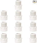 10pcs 2-Way PVC Male Threaded Adapter Adaptador Macho Fittings (Socket x Male Pipe Thread) Coupling with 1-Inch Schedule 40-10 Pack White (1 Inch)