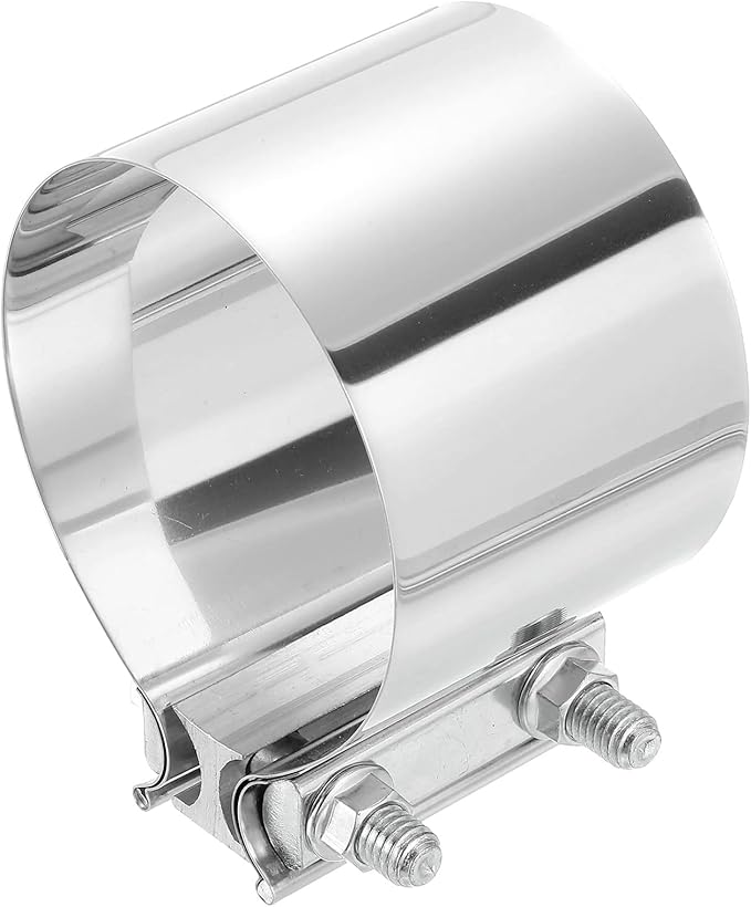 uxcell 4 Inch Exhaust Clamp, 304 Stainless Steel Butt Joint Band Clamp Sleeve Coupler Pipe Repair Clamp Universal Widening Clamp for Exhaust Pipes Mufflers, Silver