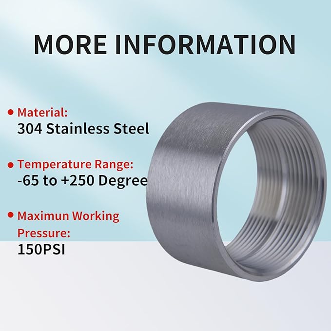 304 Stainless Steel 2 Inch NPT Female Thread Weld On Pipe Fitting Bung 2" NPT Female Pipe Coupling 2Pcs