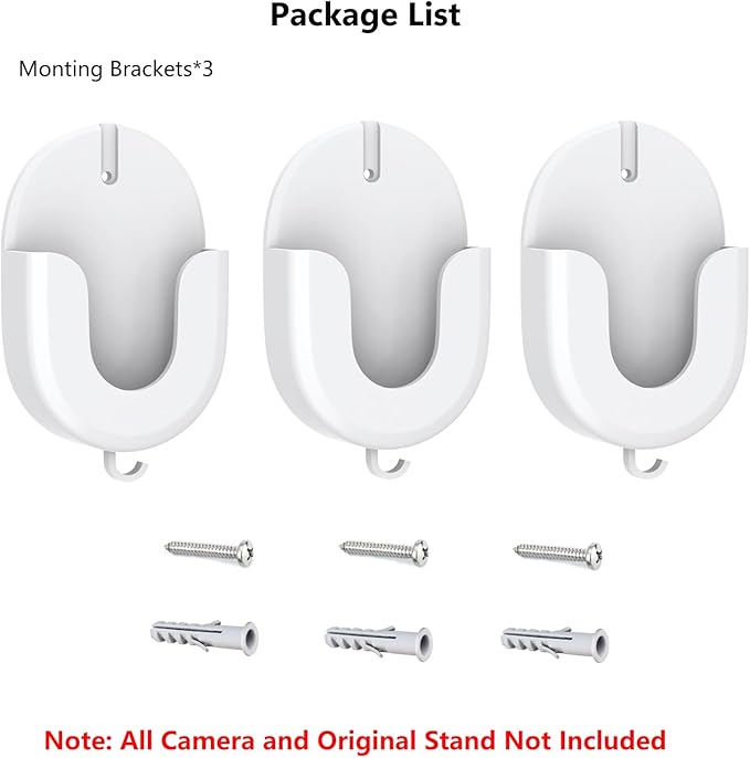 No Drill Ring Indoor Camera Mount, Camera Mount Stand for Ring Indoor Cam (2nd Gen)/Stick Up Cam /Blink Mini /Mini 2 /Blink Outdoor 4/3 with Strong Adhesive, One Step Setup, 3Pack