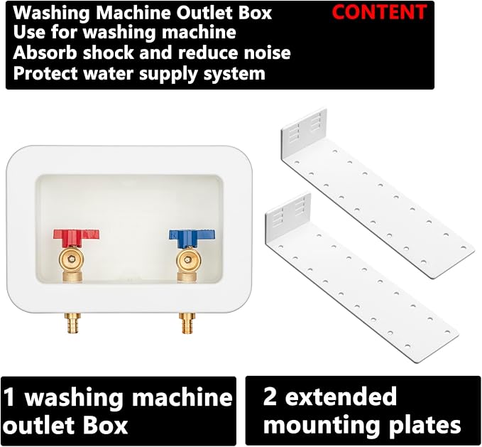(1 Pack) Lidertik Washing Machine Outlet Box PEX-B with Center Drain, Inlet 1/2 inch PEX-B Crimp Barb F1807 x Outlet 3/4 inch NH Thread LI-XYJH-520-LK