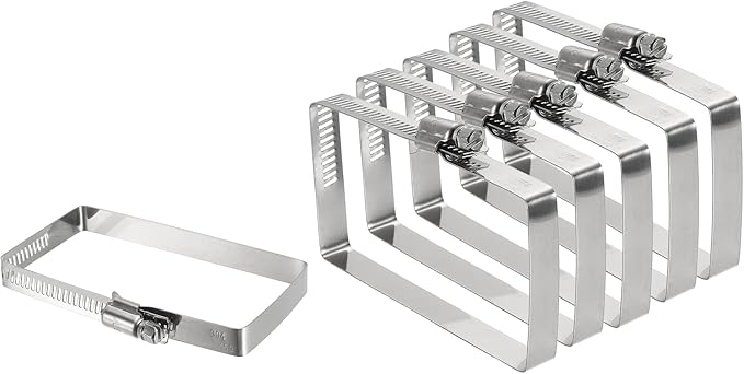 uxcell 6Pcs 304 Stainless Steel Rectangular Hose Clamp, Adjustable 3.9 x 2 Inch Square Worm Gear Duct Pipe Tube Clamps for Ducting Bracket Cable Tray Bridge Project Systems, Silver