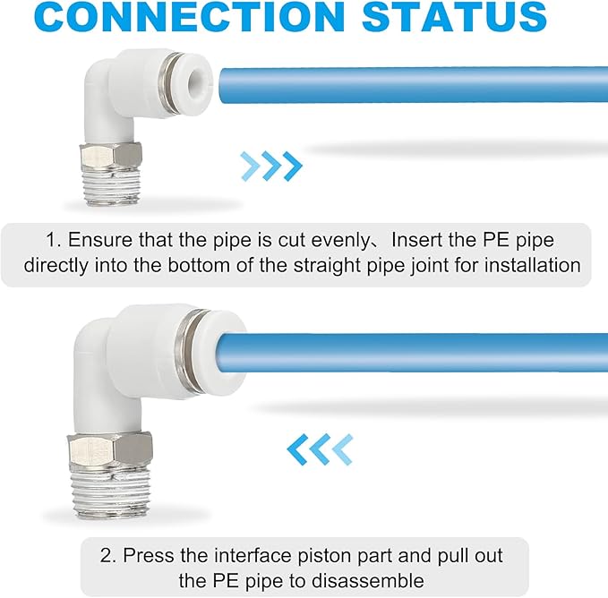 PATIKIL Push to Connect Fitting, 2 Pack Pneumatic Air Elbow Quick Connector 1/8"PT Male Thread x 4mm Tube 90 Degree Connect Tubing Elbow Air Tube Fitting Pneumatic Quick Adapter, White