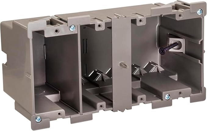 SmarToggle Four Gang Retrofit Wall Box – Old Work Electrical Box for Stud or No-Stud Mount | 1-1/2" Toggle Depth | Quad Device, Smart Switch, or Outlet PC Wall Box