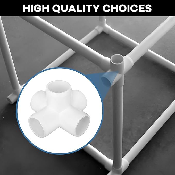 12-Pack 3/4 inch 5 Way PVC Fitting Elbow Furniture Grade Pipe Connector for DIY PVC Shelf Greenhouse Support Structure Frame