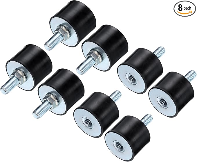 uxcell 8pcs M10x27mm Rubber Isolator Mounts with Studs 40x30mm Male Female Vibration Shock Absorber Zinc Plated Cylindrical Thread Mounts Anti Vibration Isolators with 8pcs M10 Lock Nuts
