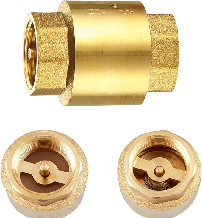 3/4" NPT Brass In-Line Vertical Check Valve, Thread Female One Way Backflow Preventer Check Valve, 3/4" Check Valve, 200WOG