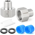 TAISHER 2PCS 304 Stainless Steel Garden Hose Adapter, 3/4" GHT Female x 1/2" NPT Male Garden Hose Connector with Washers