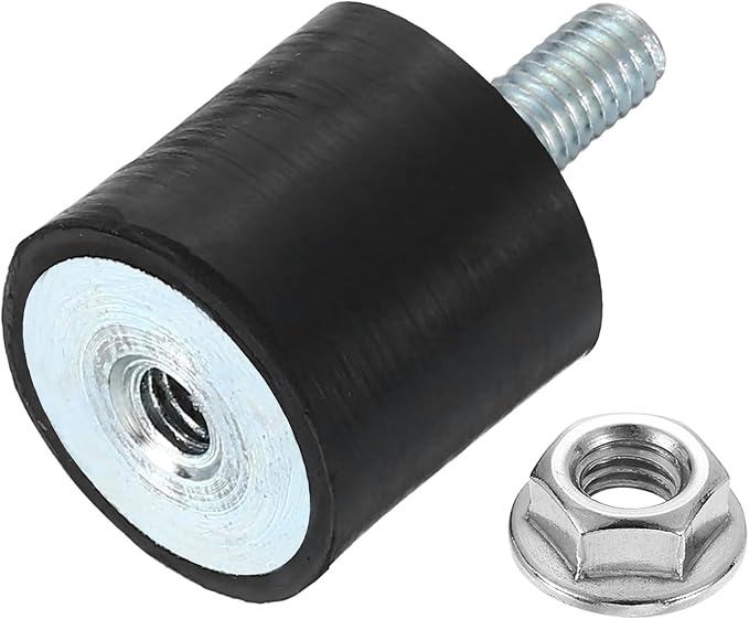 uxcell M4 Rubber Mounts, 1Pcs 15x15mm(DxH) Rubber Cylindrical Anti Vibration Isolator Shock Absorber with Lock Nut for Car Bobbin Generator Air Compressors