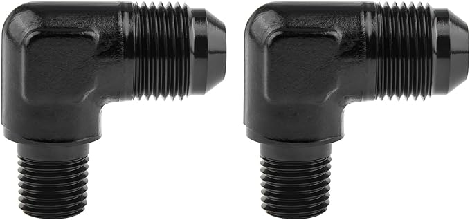 EVIL ENERGY 8AN to 1/4" NPT Male 90 Degree Fitting Adapter Aluminum 2PCS