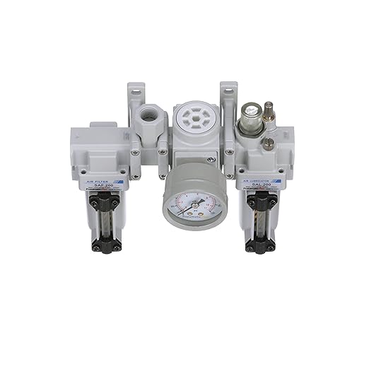 PneumaticPlus SAU200A-N02G-MEP - Dual Air System 1/4" NPT - Compressed Air Filter, Pressure Regulator & Lubricator w/Additional Free Air Port 1/4" NPT - Manual Drain, Metal Bowl