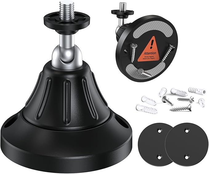 Magnetic Wall Mount for Security Cameras, Universal 1/4″ Screw, Adjustable Angle, Strong Magnet, No-Drill, Indoor/Outdoor, Tabletop & Wall Cameras, Compatible with Ring, Arlo, Wyze (Black, 1 Pack)