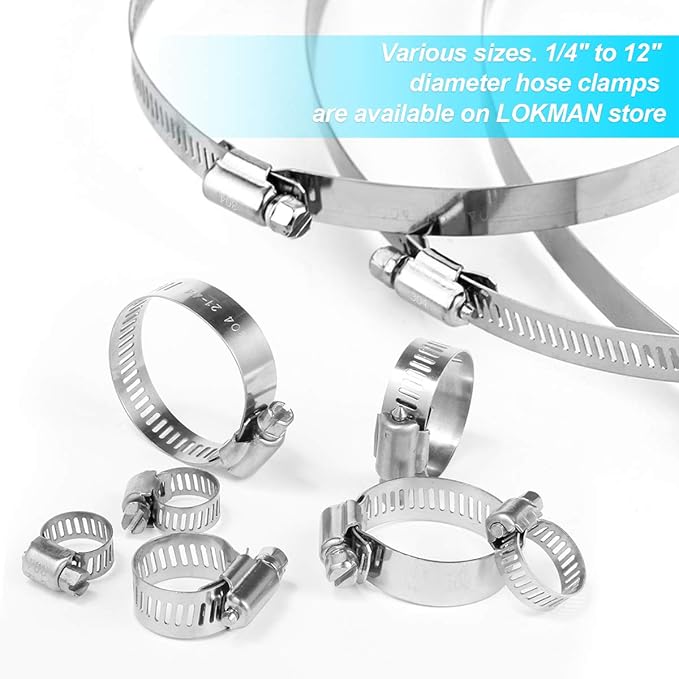LOKMAN 2.5 Inch Stainless Steel Duct Clamp Worm Gear Adjustable 46-70mm Hose Clamp, Pack of 10 (2.5 Inch)