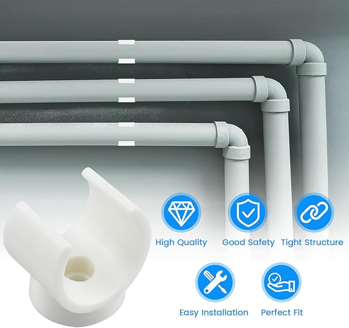 SDTC Tech 30 Pack 1 Inch PEX Pipe Clamp Clip, 25 mm U Hook PEX Tubing Clamps Hangers PVC Water Pipe Support Holder Bracket Socket, White Plastic Clips Hangers (Fasteners Included)