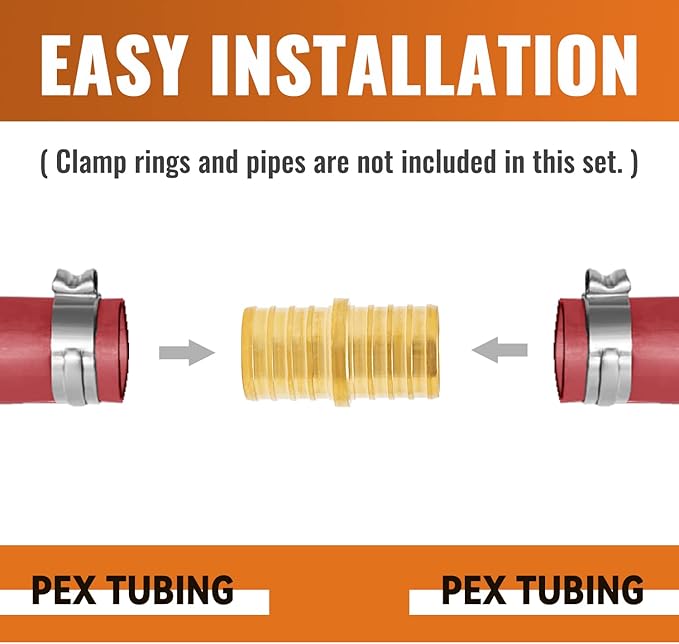 SUNGATOR 6-Pack 1" Pex Straight Coupling, No Lead Brass, 1 Inch Pex Fittings
