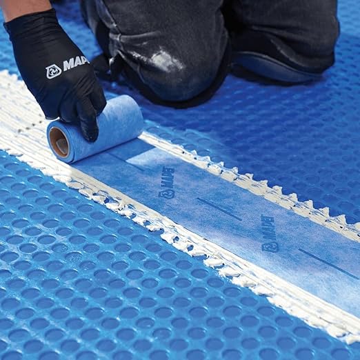 Mapei Mapeguard UM 35 Uncoupling Crack Isolation Membrane 323 Sq Ft Roll (3.3 Ft x 98.5 Ft) for Ceramic and Stone Tile, 1/8 Inch Thick HDPE Waterproofing Flooring Underlayment
