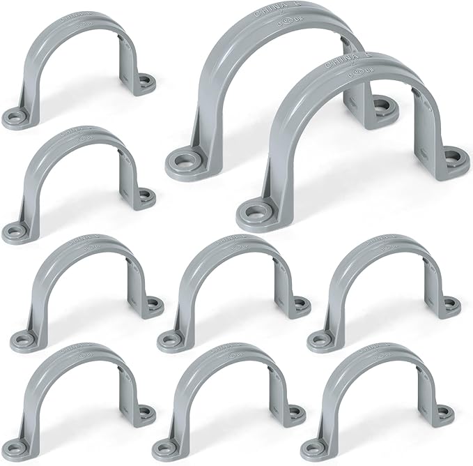 10pcs 2 Inch PVC Pipe Straps, 2-Hole Plastic Pipe Clamp, Conduit Clamp for Reinforcing Pipes, Conduits and Tubes