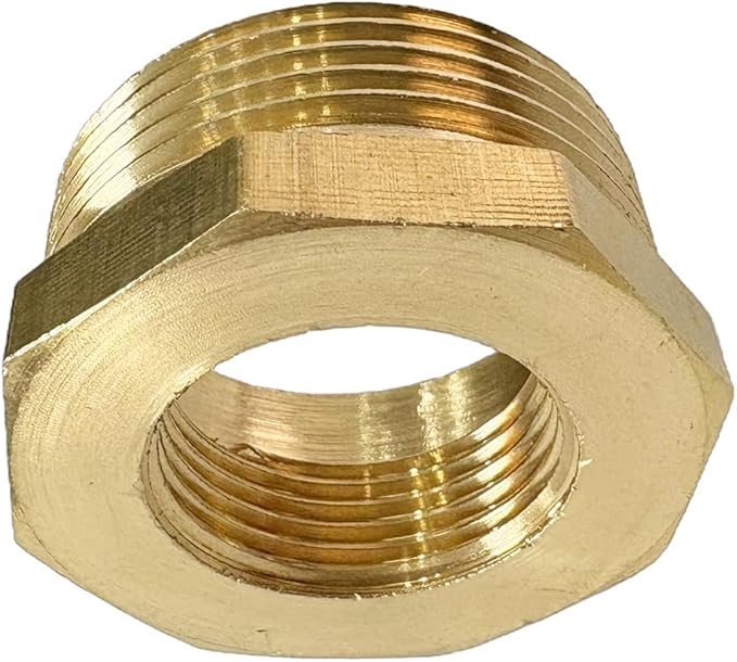 1-1/4" NPT Male x 3/4" NPT Female Brass Reducer Hex Bushing Threaded Pipe Fitting Reducing Adapter Pack of 1