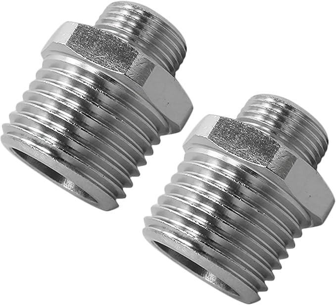 1/2 to 3/8 Water Line Adapter, Compression Reducer Faucet Fittings, 3/8 Male to 1/2 Male Water Hose Adapter for Plumbing System, Pipe Connectors, Set of 2
