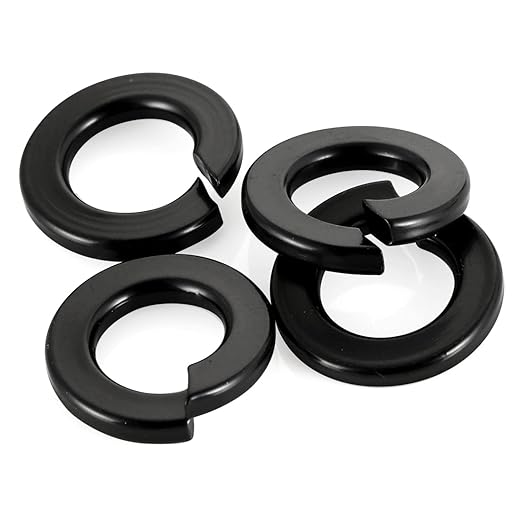 M6 Black Spring Lock Washer, 304 Stainless Steel, Black Coating Split Lock Washer Elastic Gasket, for Screws Fasteners, 50 PCS