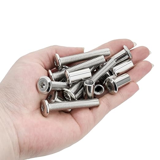 100 PCS Silver M8x50mm Furniture Screws - Ideal for Large Shed Construction Garage Workbench Assembly & Garden Fence Post Brackets