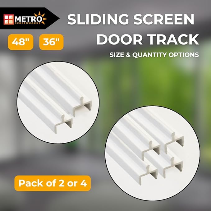 Sliding Door Bottom Track - Replacement Sliding Screen Door Track System - Easy Assembly Sliding Door Hardware & Replacement Tracks - Modern White Vinyl Square Bottom Tracks by HURD - 72 in, 3 Pieces