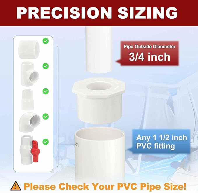 10Pcs 1 1/2" x 3/4" PVC Reducer Bushing Fitting, SCH40 (Socket x Socket) Furniture Grade PVC Pipe Fitting, Reducer Bush Adapter for Home Sewer Plumbing, Industrial, Pipe Connection