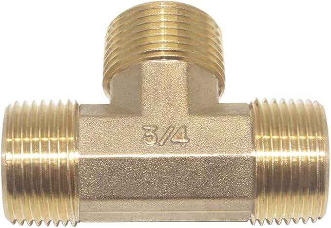 Joywayus Brass Pipe Fitting Barstock Street Tee T 3 Way NPT 3/4" Male x 3/4" Male x 3/4" Male Adapter