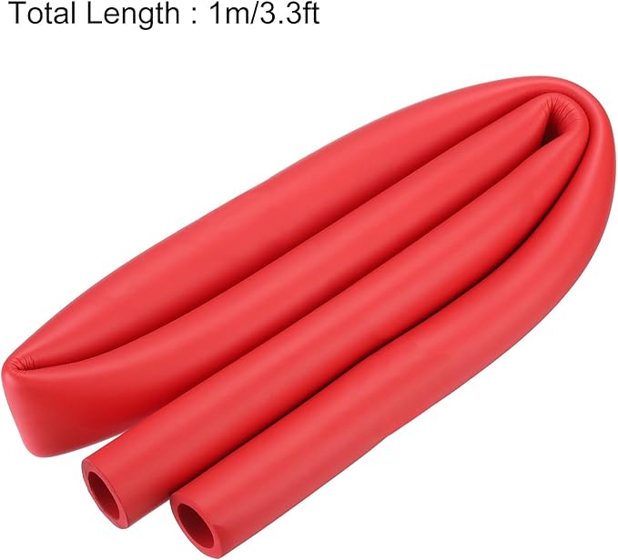 uxcell Foam Tubing for Handle Grip Support, Pipe Insulation Outside Pipe Lagging, 25mm(1") ID 35mm(1 3/8") OD 1m Red